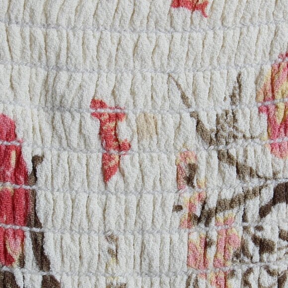 Reformation Leila Ivory Pink Floral Print Inka Midi Dress Smocked Slit Crepe XL - Picture 11 of 16